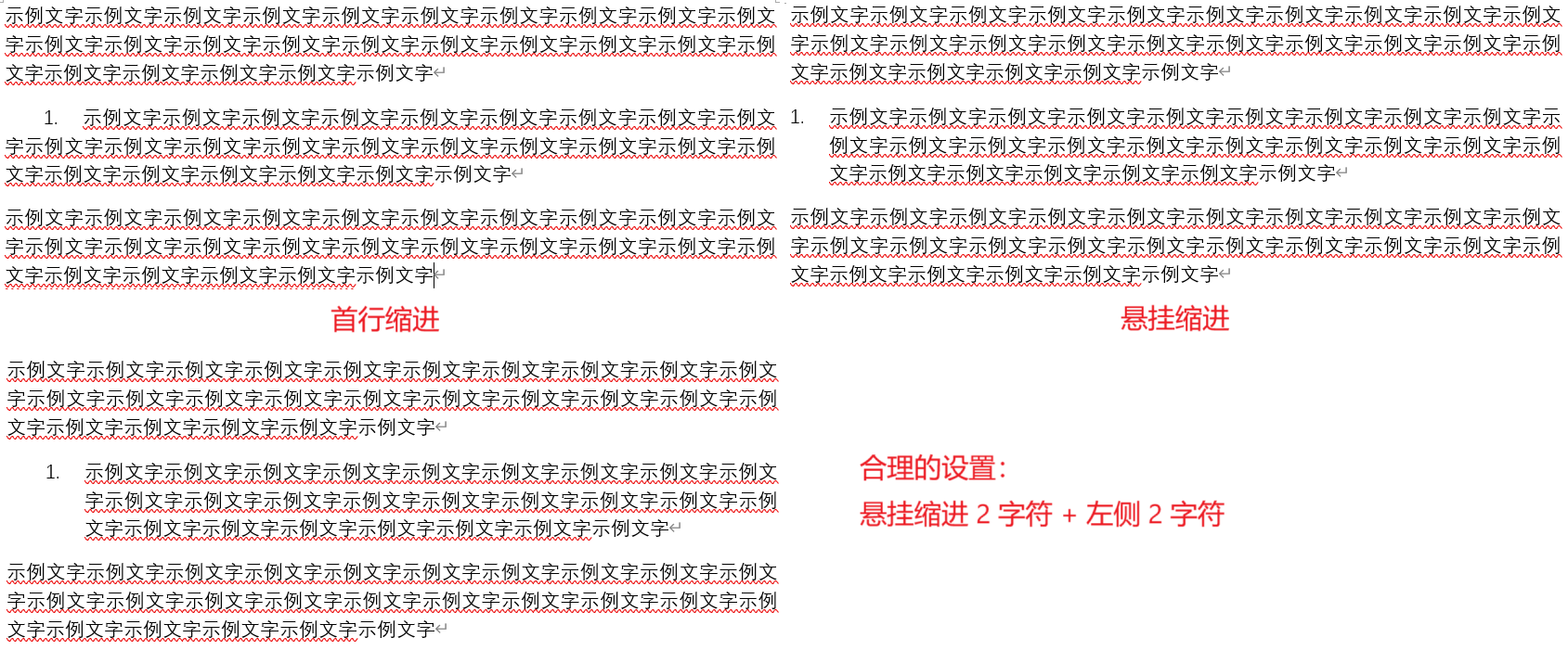 不同缩进间的区别(带编号,所有缩进都为 2 字符)